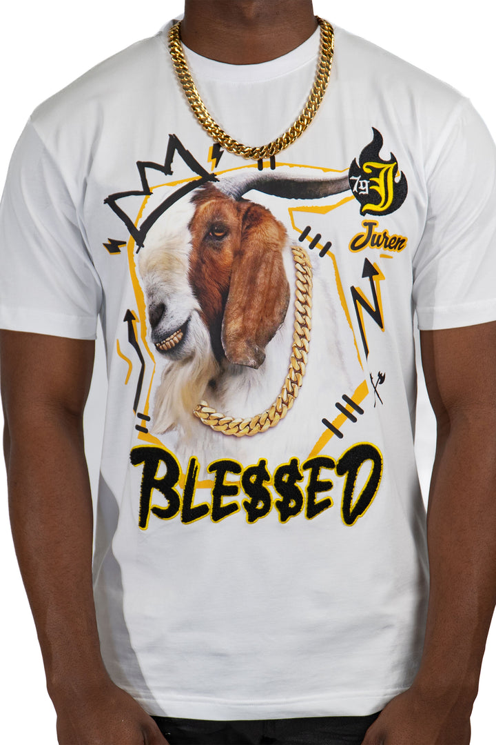 Ble$$ed Goat White Tee