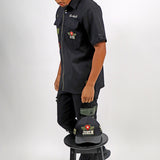Honor & Glory Button Up Shirt, Distressed Tee, Denim Jean and Trucker Hat Combo