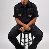 Honor & Glory Button Up Shirt, Death Before Dishonor Tee, Denim Jean and Trucker Hat Combo