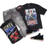 Releasing Positive Vibes Black, Grey Denim Jeans and Trucker Hat Combo (Shoes Not Included)