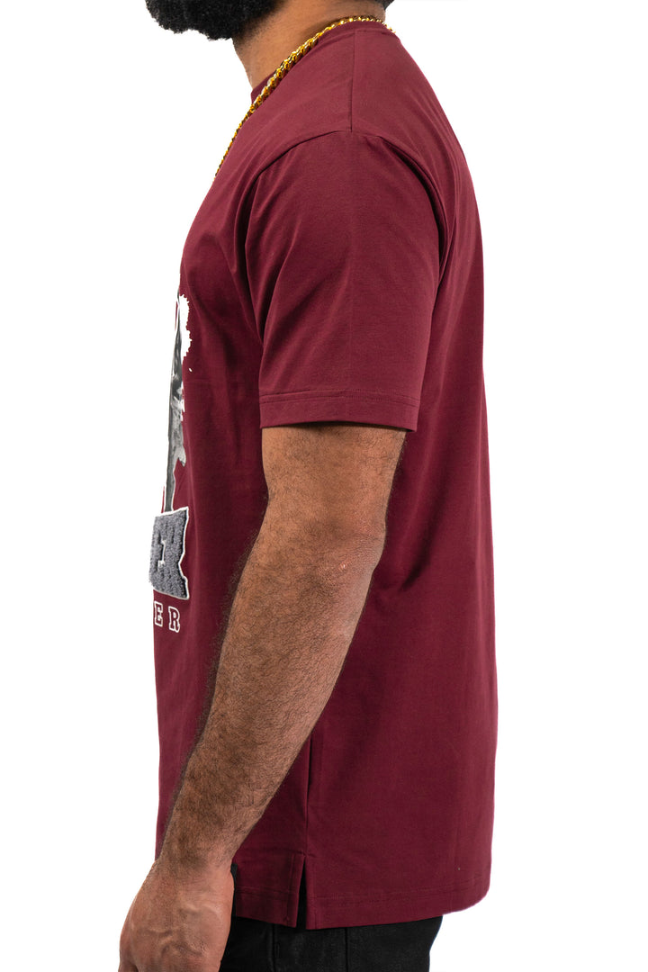 STRONGER TOGETHER EMBROIDERED BURGUNDY TEE