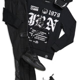 1979 Scorpion Black Crewneck, Black Jeans and Trucker Hat Combo (Shoes Not Included)