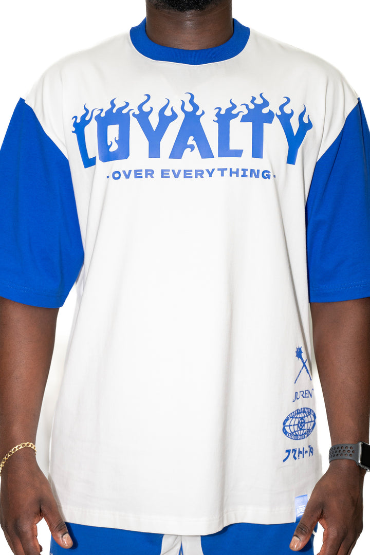 JUREN LOYALTY OVER EVERYTHING WHITE ROYAL TEE