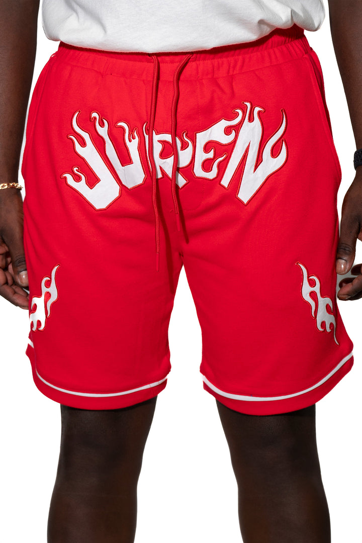 JUREN BLOCKING LTR RED SHORTS