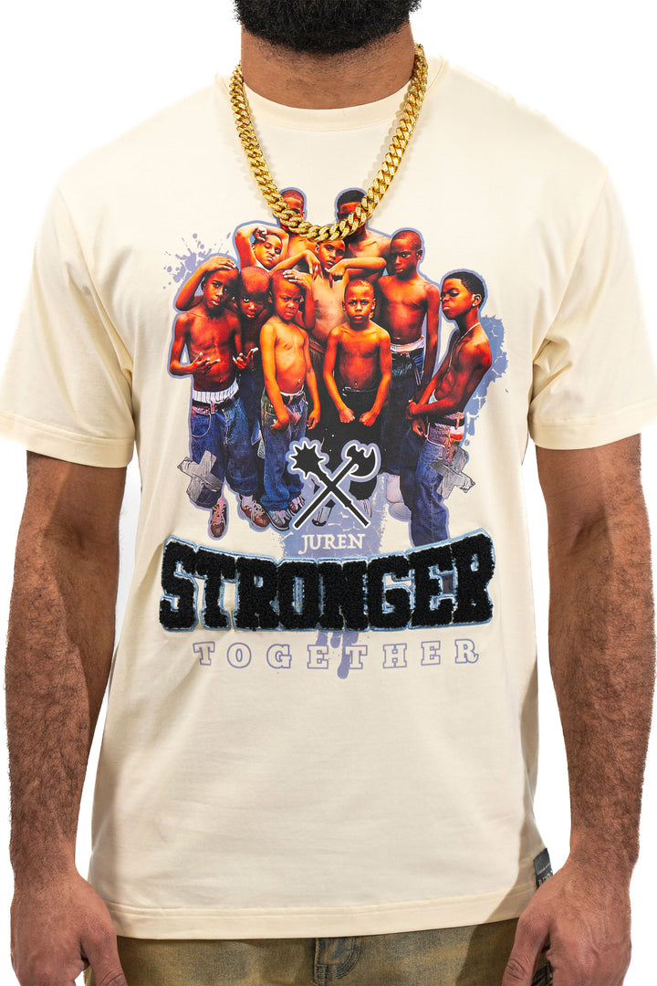 STRONGER TOGETHER EMBROIDERED CREAM TEE