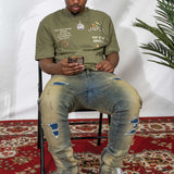 CHIP AT THE MOUNTAIN VINTAGE OLIVE TEE