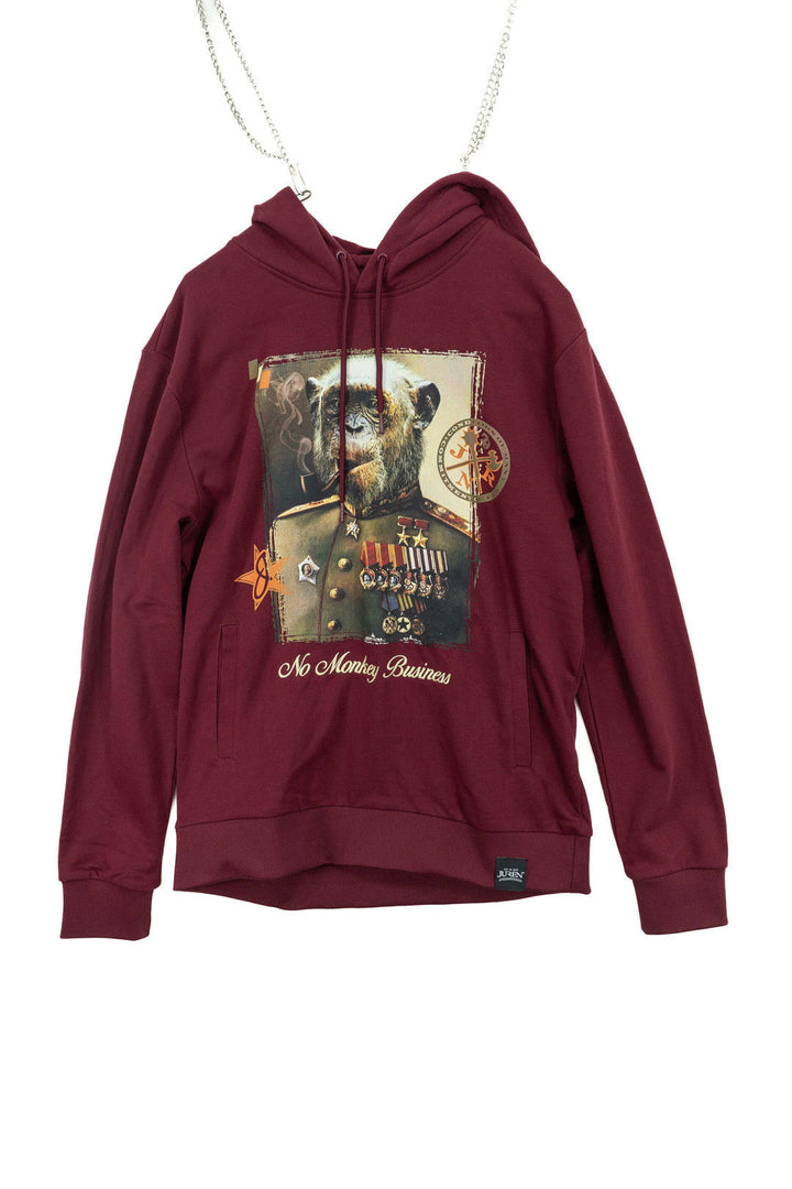 No Monkey Business Pullover Burgundy Hoodie