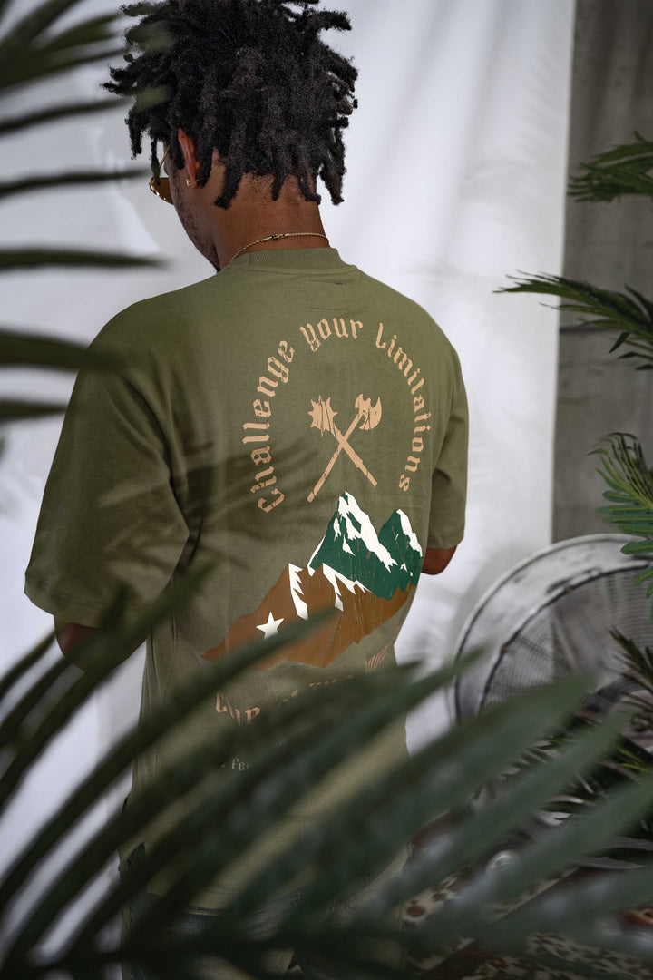 CHIP AT THE MOUNTAIN VINTAGE OLIVE TEE