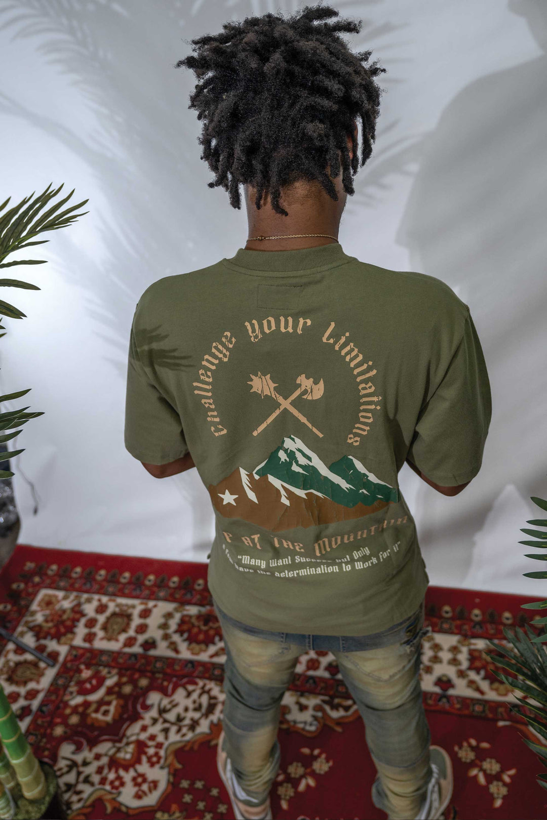 CHIP AT THE MOUNTAIN VINTAGE OLIVE TEE