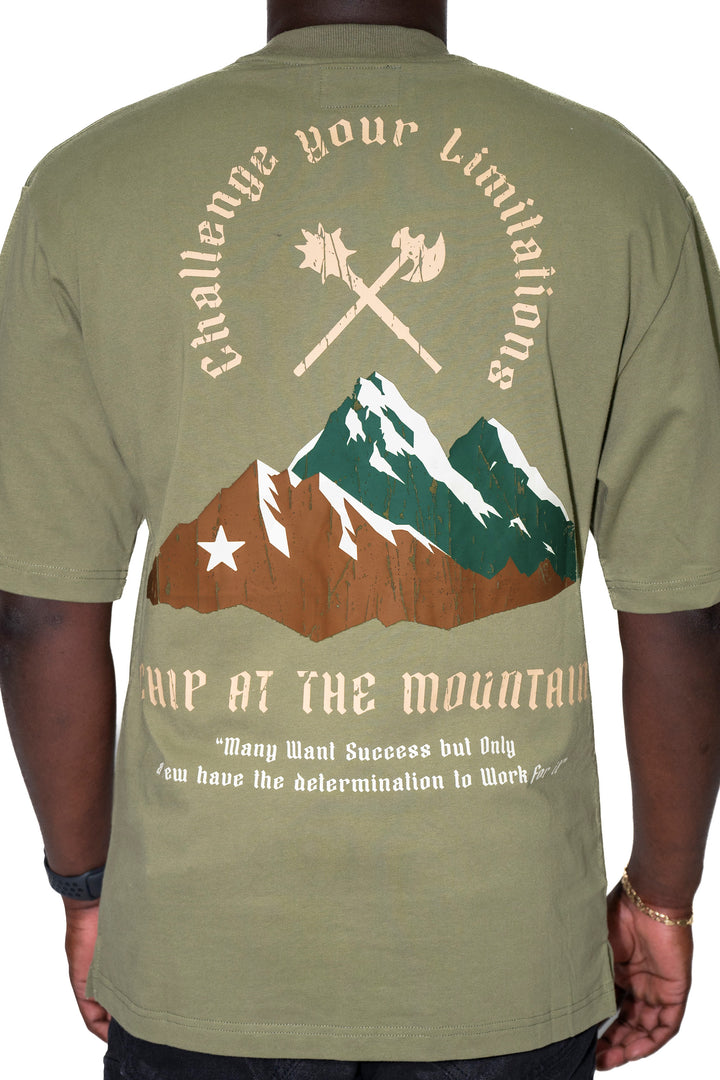 CHIP AT THE MOUNTAIN VINTAGE OLIVE TEE