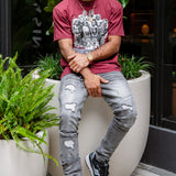 STRONGER TOGETHER EMBROIDERED BURGUNDY TEE
