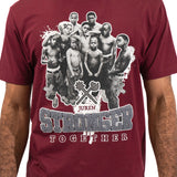 STRONGER TOGETHER EMBROIDERED BURGUNDY TEE