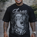 Beware Black Shirt - Rhinestones