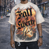 Fall Of Liberty Cream Shirt - Rhinestones