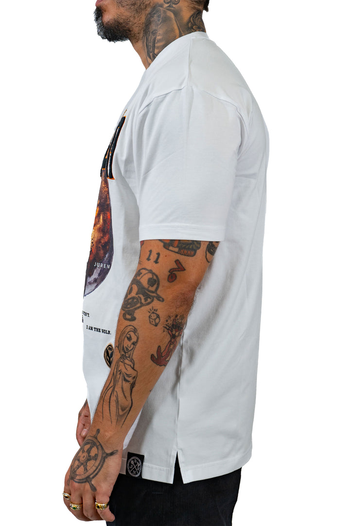 ALPHA WOLF CHENILLE WHITE TEE