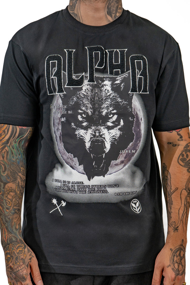 ALPHA WOLF CHENILLE BLACK TEE