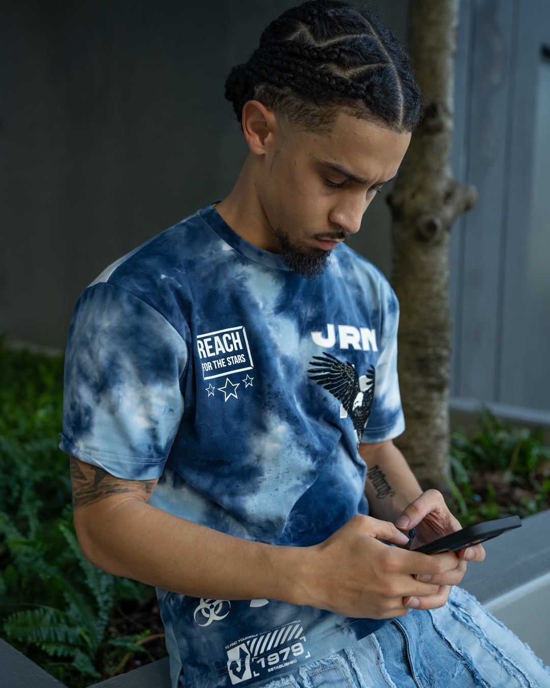 Reach For the Stars Navy Wash Tee