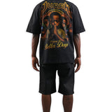 Praying For Better Days Shirt, Black Deni Shorts and Trucker Hat Combo