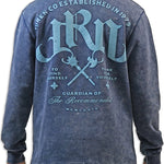 Long sleeve Blue Acid Wash Graphic Design Shirt Juren
