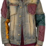 Finesse Leather Patchwork Denim Jacket Big & Tall