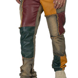 Finesse Leather Patchwork Denim Jean