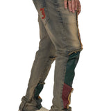 Finesse Leather Patchwork Denim Jean