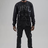 Juren Forever Black Crewneck, Jeans and Trucker Hat Combo