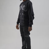 Juren Forever Black Crewneck, Jeans and Trucker Hat Combo