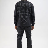 Juren Forever Black Crewneck, Jeans and Trucker Hat Combo