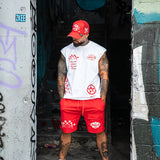 Rise Above Setbacks Muscle Tee, Established Shorts and Trucker Hat Combo