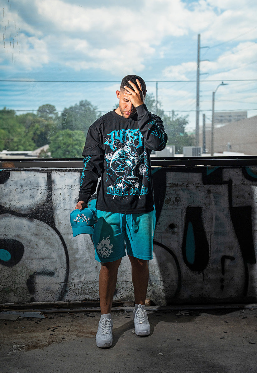 Unleash Your Potential Longsleeve and Tee, Embrace Shorts and Blocking Trucker Hat Combo
