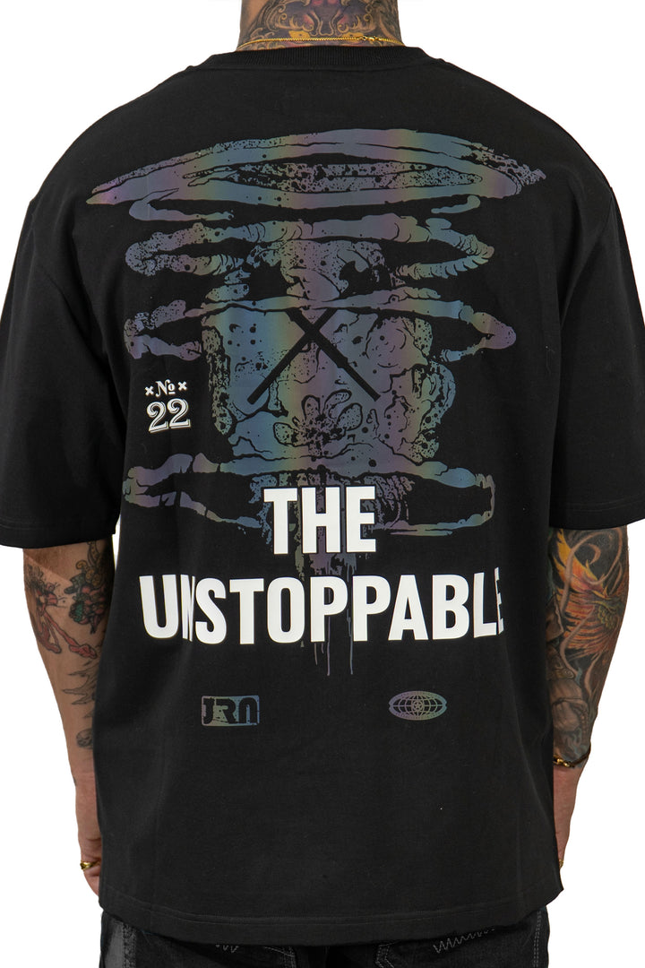 UNSTOPPABLE HOLOGRAPHIC BLACK TEE