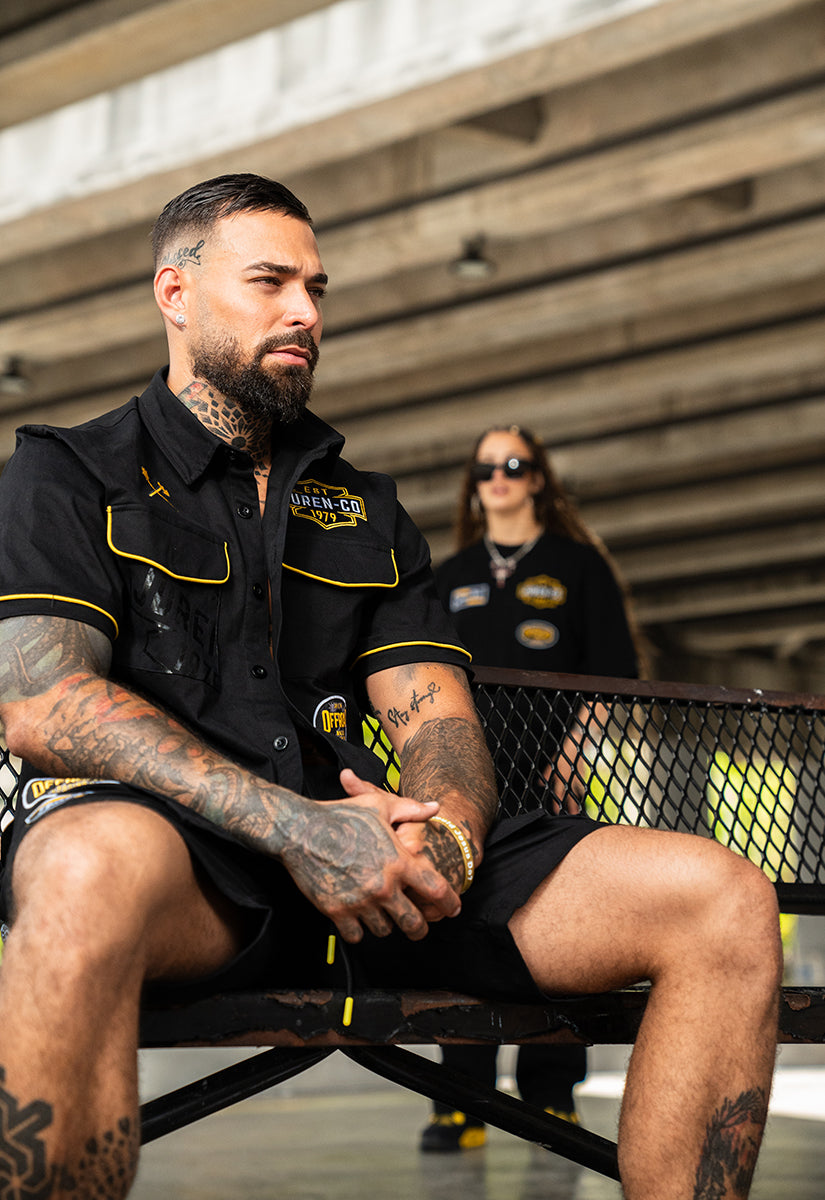 Racing Club Button Up Shirt, Shorts and Trucker Hat Combo