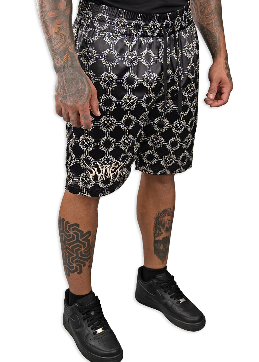 Friso AOP Silk Shorts Black