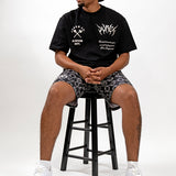 Design Dept T-Shirt Black, AOP Silk Shorts and Bucket Hat Combo
