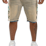 JACQUARD PATCHWORK DENIM SHORT