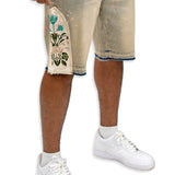 JACQUARD PATCHWORK DENIM SHORT
