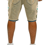 JACQUARD PATCHWORK DENIM SHORT