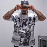 Free Your Mind White T-Shirt, Grey Denim Jeans and Leather Trucker Hat Combo (Shoes Not Included)
