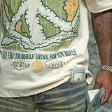 Give Peace A Chance Cream, Denim Jeans and Trucker Hat Combo