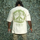 Give Peace A Chance Cream, Denim Jeans and Trucker Hat Combo