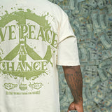 Give Peace A Chance Cream, Denim Jeans and Trucker Hat Combo