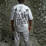 Free Your Mind Grey T-Shirt, Jogger and Leather Trucker Hat Combo