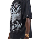 Born to Burn Washed Black Shirt - Rhinestones
