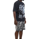 Born to Burn Washed Black Shirt - Rhinestones, Grey Denim Jeans and Trucker Hat Combo