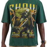 Show Must Go On Hunter Green Shirt - Rhinestones
