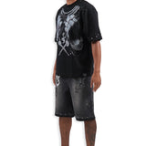 Pressure Makes Kings Black Shirt - Rhinestones, Black Denim Shorts and Trucker Hat Combo