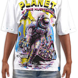 Planet Hustlers White Shirt - Rhinestone, Denim Jeans and Trucker Hat Combo