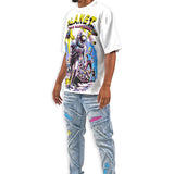 Planet Hustlers White Shirt - Rhinestone, Denim Jeans and Trucker Hat Combo