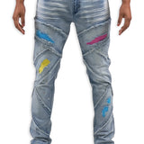 In The Trenches Denim Jeans - Rhinestones